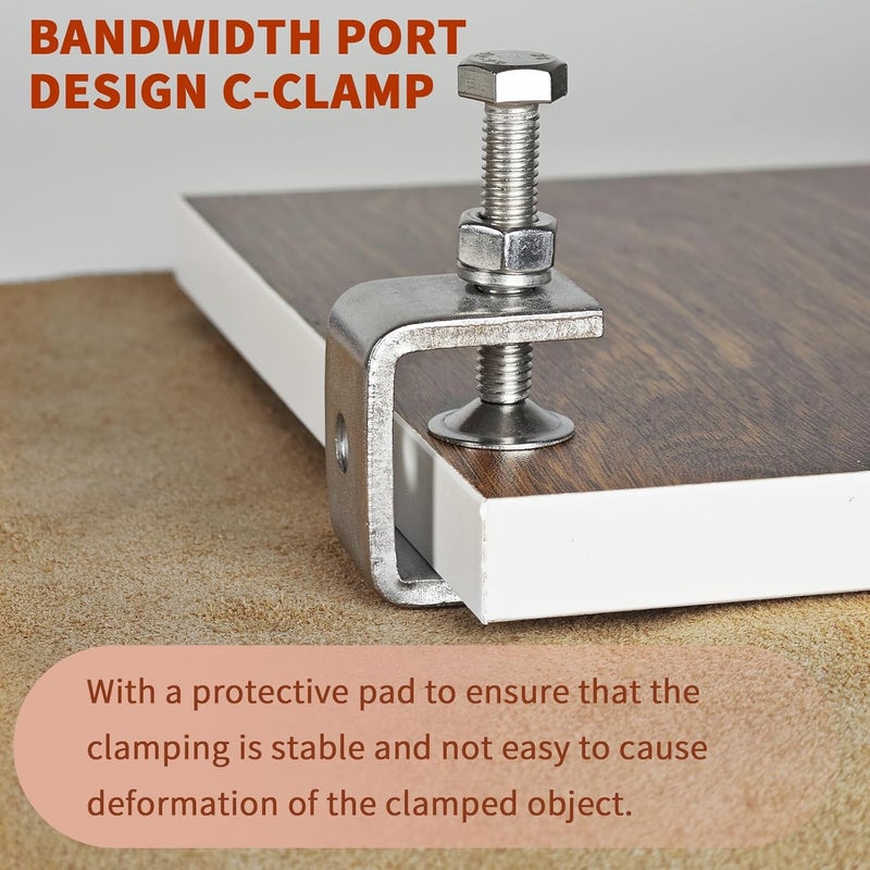 MCSDFN 4 Pack Stainless Steel C Clamps 1" with Stable Wide Jaw Opening, Small C-Vise Clamps Heavy Duty U Clamp for Metalworking Woodworking Welding Mounting - Image 5